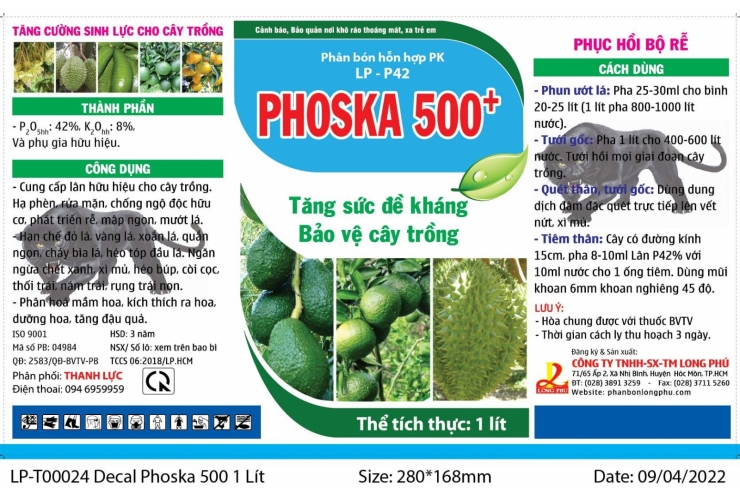 Phoska 500+ 1 lít (chai)